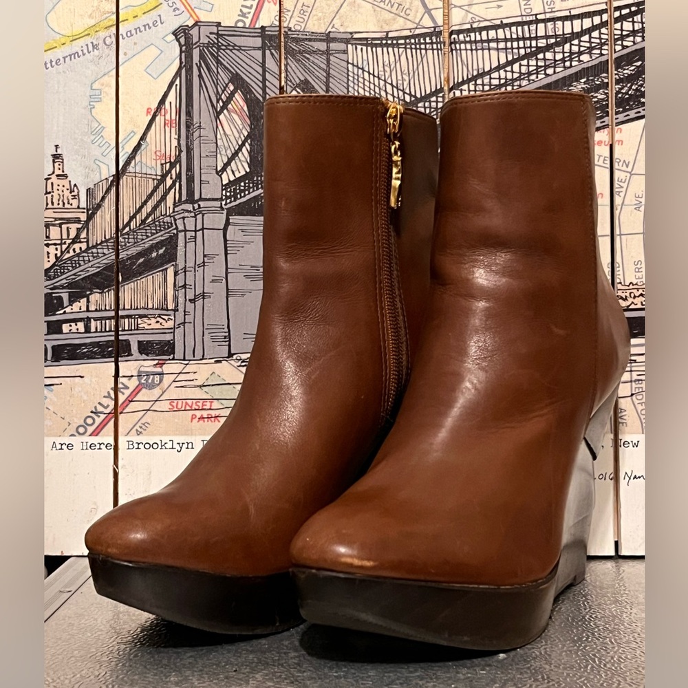 Diane Von Furstenberg Brown Leather Ankle Booties